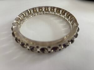 Vintage Clear Lucite Bangle Bracelet with Rhinestones